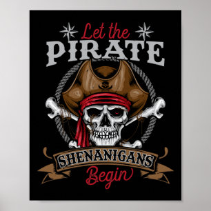 Lass The Pirate Shenanigans Begin Skeleton Hallowe Poster