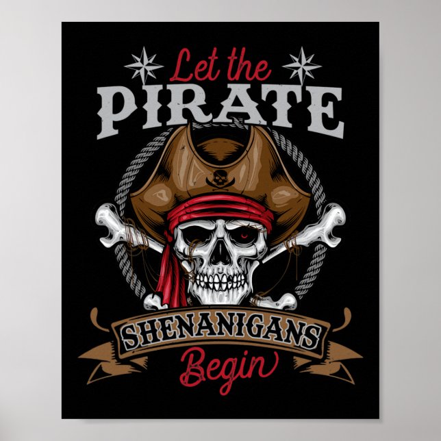 Lass The Pirate Shenanigans Begin Skeleton Hallowe Poster (Vorne)