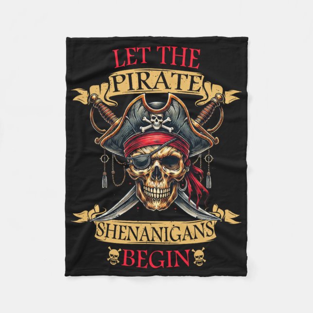 Lass The Pirate Shenanigans Beginnt Halloween Skul Fleecedecke (Vorderseite)