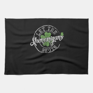 Lass The Shenanigans Begin Funny Clovers St Patric Geschirrtuch