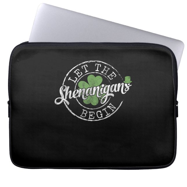 Lass The Shenanigans Begin Funny Clovers St Patric Laptopschutzhülle (Vorderseite)