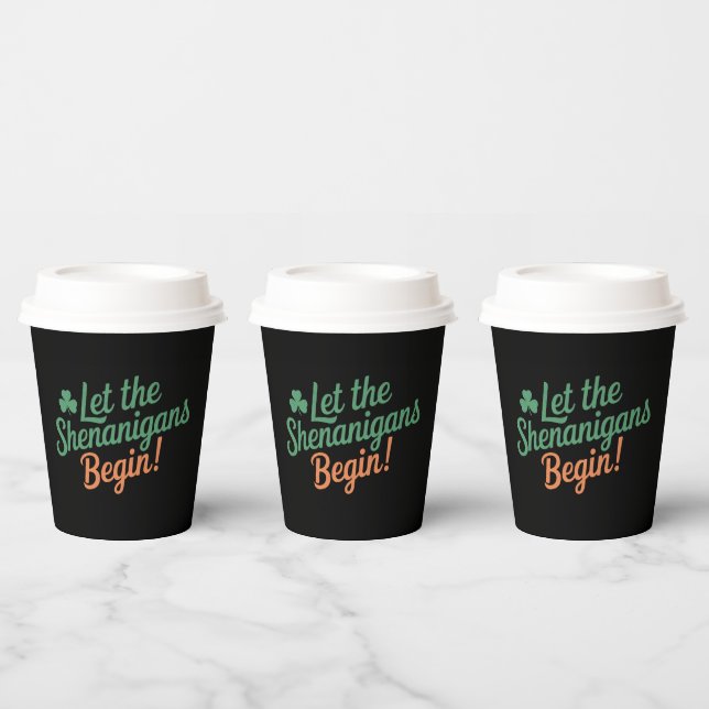 Lass The Shenanigans Begin Funny Irish St Patricks Pappbecher (Multi)