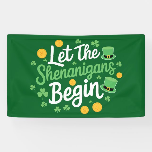 Lass The Shenanigans Begin Funny St Patrick's Day Banner (Horizontal)