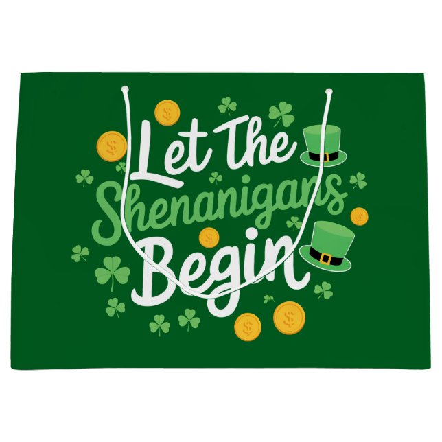Lass The Shenanigans Begin Funny St Patrick's Day Große Geschenktüte (Vorderseite)