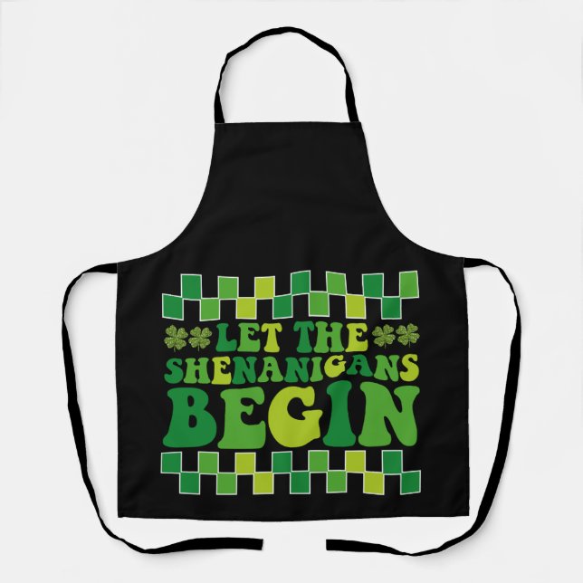 Lass The Shenanigans Begin Irish Groovy Retro Schürze (Vorderseite)
