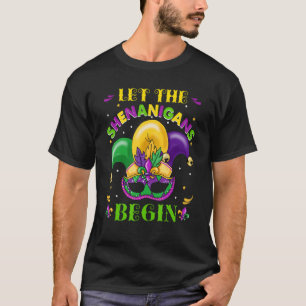 Lass The Shenanigans Begin Mardi Gras Jester Hat C T-Shirt