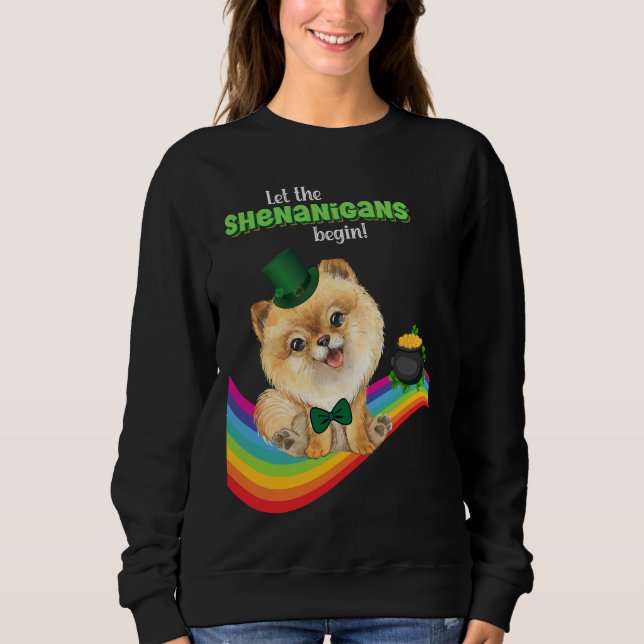 Lass The Shenanigans Begin St Patrick's Day Dog Lu Sweatshirt (Vorderseite)