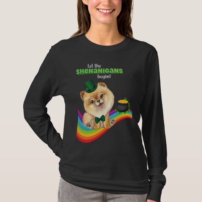 Lass The Shenanigans Begin St Patrick's Day Dog Lu T-Shirt (Vorderseite)