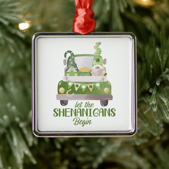 Lass The Shenanigans Begin St Patrick's Day Green Ornament Aus Metall (Baum)