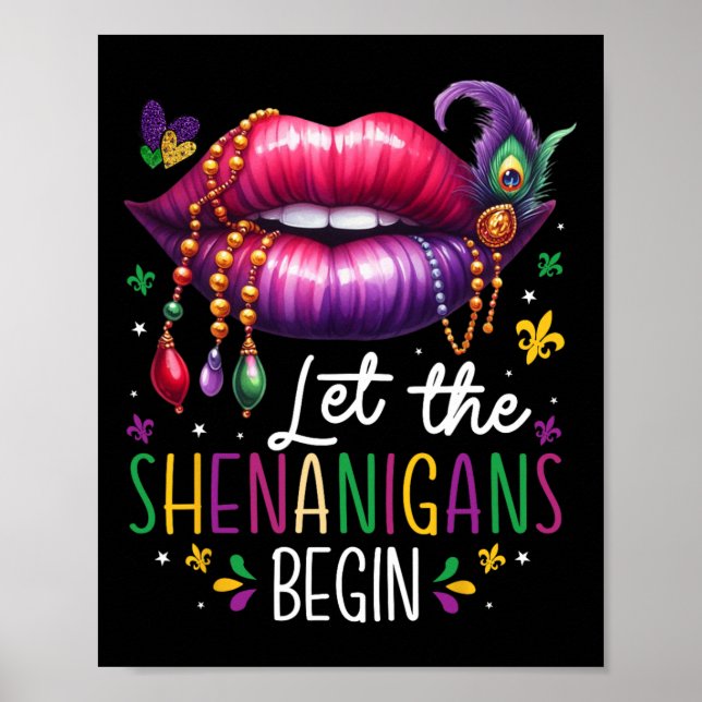 Lass The Shenanigans Frische Pasta machen Mardi Gr Poster (Vorne)