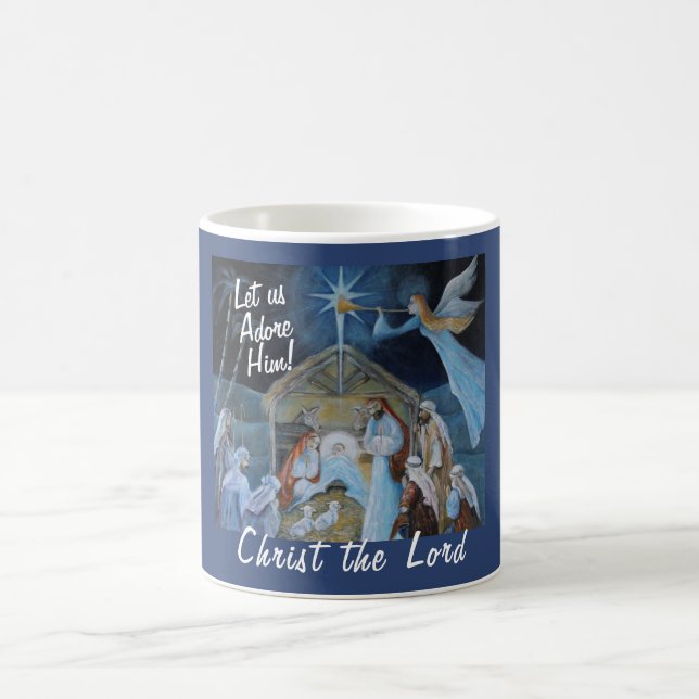 Lass uns Adore Ihm! Christus der Herr, Geburt Kaffeetasse (Mittel)