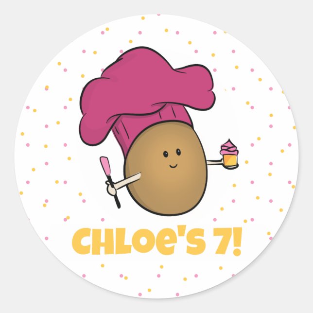 Lass uns backen! Kid backt Party Runder Aufkleber (Vorderseite)