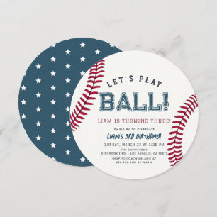 Lass uns Ball spielen Baseball-Junge-Birthstag Einladung
