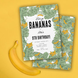 Lass uns Bananas Banana Tropical Geburtstags Thema Einladung