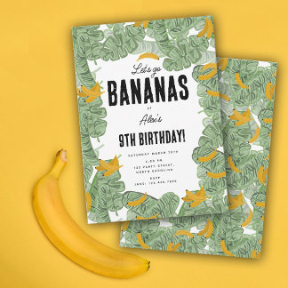 Lass uns Bananas Banana Tropical Geburtstags Thema Einladung