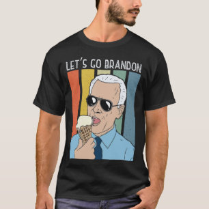 Lass uns Brandon Funny Biden Ice Cream Meme Retro T-Shirt