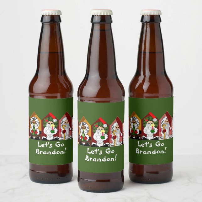 Lass uns Brandon gehen! Cartoon Santas Bierflaschenetikett (Flaschen)