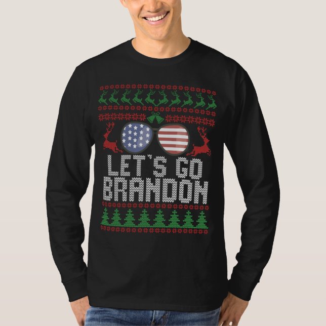 Lass uns Brandon Ugly Weihnachts-Sweater Patriotic T-Shirt (Vorderseite)
