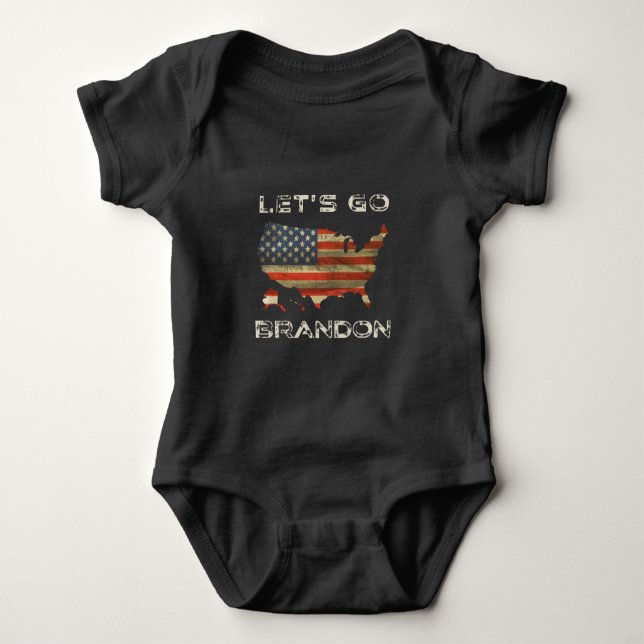 Lass uns Brandon US Flag Baby Bodysuit gehen Baby Strampler (Vorderseite)