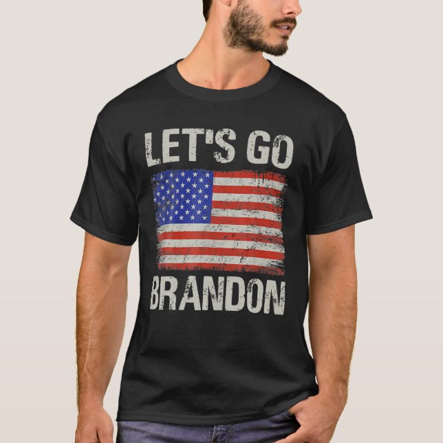 Lass uns Brandon US Flag Funny gehen. T-Shirt (Vorderseite)