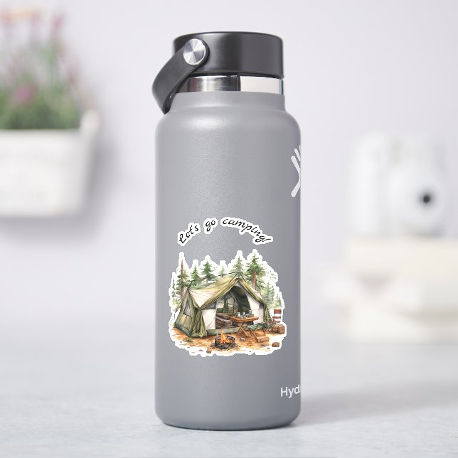 Lass uns Camping-Retro-Zelt gehen Aufkleber (HydroFlask)
