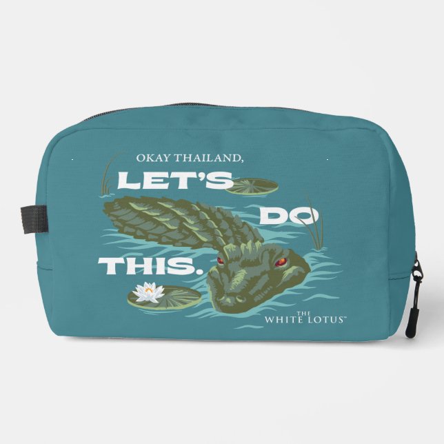 "Lass uns das machen" Alligator - der weiße Lotus Waschbeutel (Vorderseite)