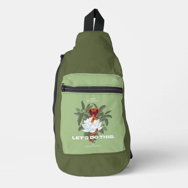 "Lass uns das machen" Cobra - der weiße Lotus Crossbody Bag (Vorderseite)