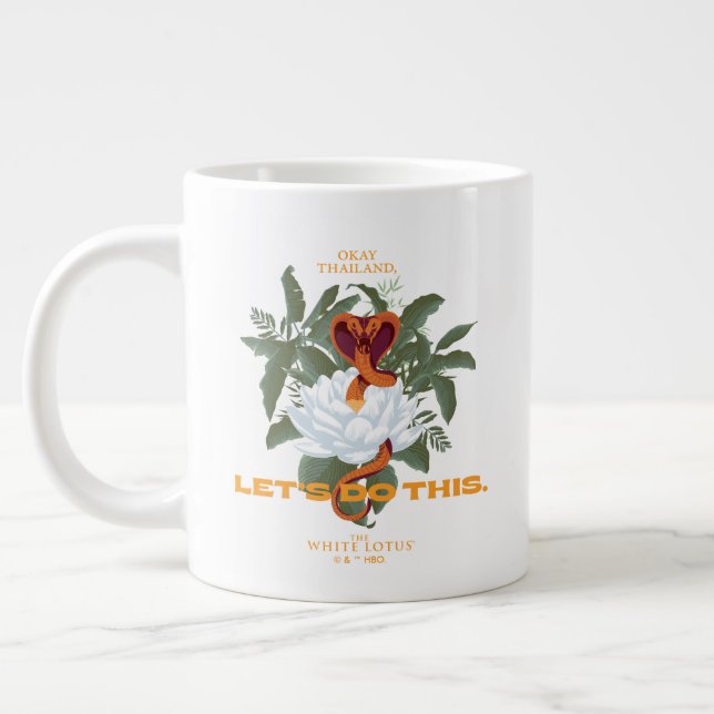 "Lass uns das machen" Cobra - der weiße Lotus Jumbo-Tasse (Links)