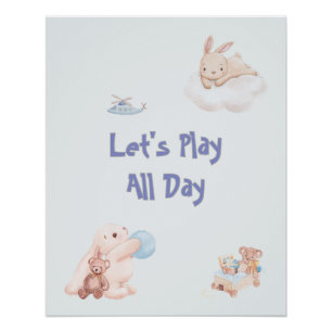 "Lass uns den ganzen Tag spielen" Baby Bunnies Poster