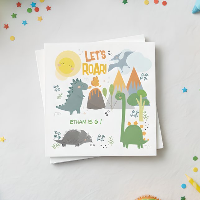 Lass uns Dino Party Kindergeburtstag brüllen Serviette (Von Creator hochgeladen)