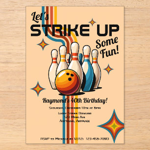 Lass uns eine lustige Bowling-Geburtstagsfeier sta Acryleinladungen