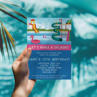 Lass uns einen Splash machen! Water Park Geburtsta Einladung