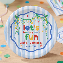 Lass uns etwas Spaß haben Junge Geburtstag Papier  Pappteller