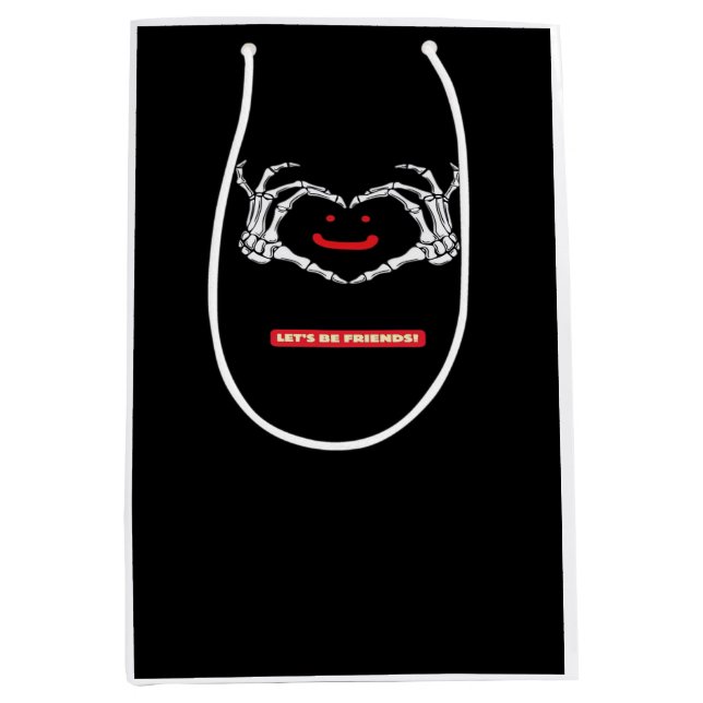 Lass uns Freunde sein! Klassisches Skeletthandherz Mittlere Geschenktüte (Vorderseite)