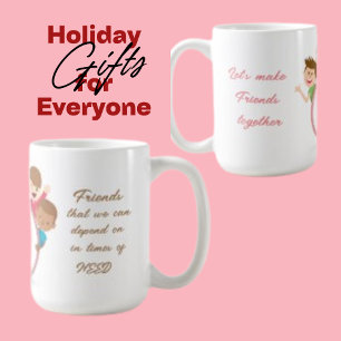 Lass uns Freundschaft schließen, Boy Girl Clip Art Kaffeetasse