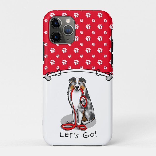Lass uns gehen! Australischer Schäferhund (blaues  Case-Mate iPhone Hülle (Rückseite)
