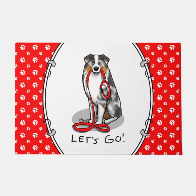 Lass uns gehen! Australischer Schäferhund (blaues  Fußmatte (Vorderseite)