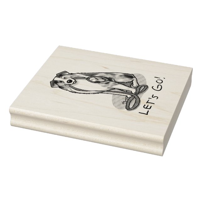 Lass uns gehen! Australischer Schäferhund (blaues  Gummistempel (Stempel)