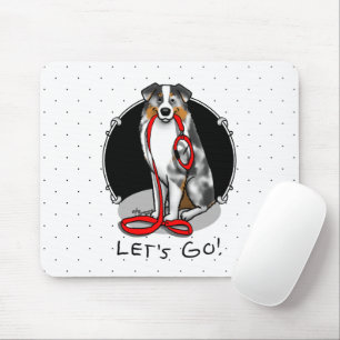 Lass uns gehen! Australischer Schäferhund (blaues Mousepad