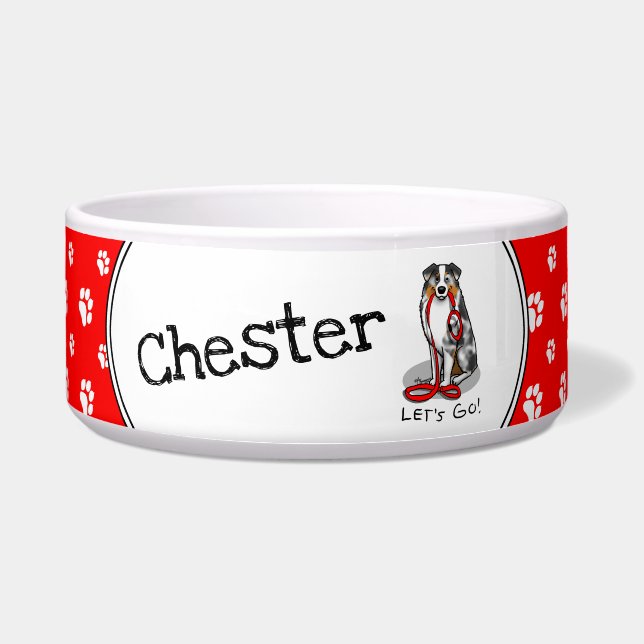 Lass uns gehen! Australischer Schäferhund (blaues  Napf (Vorderseite)