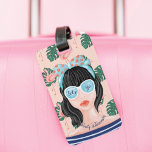 Lass uns gehen | Beach Beauty Retro Tropical Flami Gepäckanhänger<br><div class="desc">Unser stilvolles und trendiges Taschentag mit handgemalten Retro-Stil Beauty, tropischen Palmen-Blätter und Flamingos-Design. "Let's Go" ist in einem stilvollen Script-Schriftart entworfen und schön in die stilvolle Sonnenbrille integriert. Ein tropisches, rosa Flamingo und grünes Palmenblattmuster verleihen dem Ganzen ein gewagtes Aussehen. Personalisieren Sie mit Ihrem Namen, um der Halskette des Mädchens...</div>