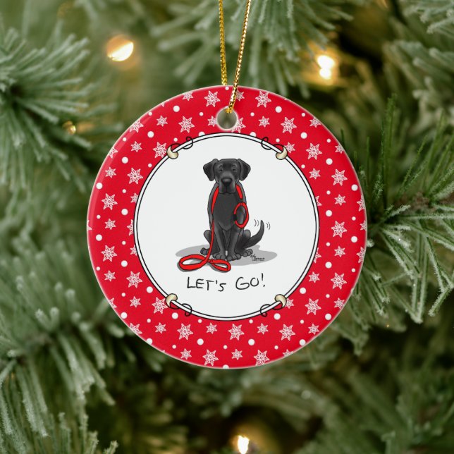 Lass uns gehen! Black Labrador Retriever - Niedlic Keramik Ornament (Baum)