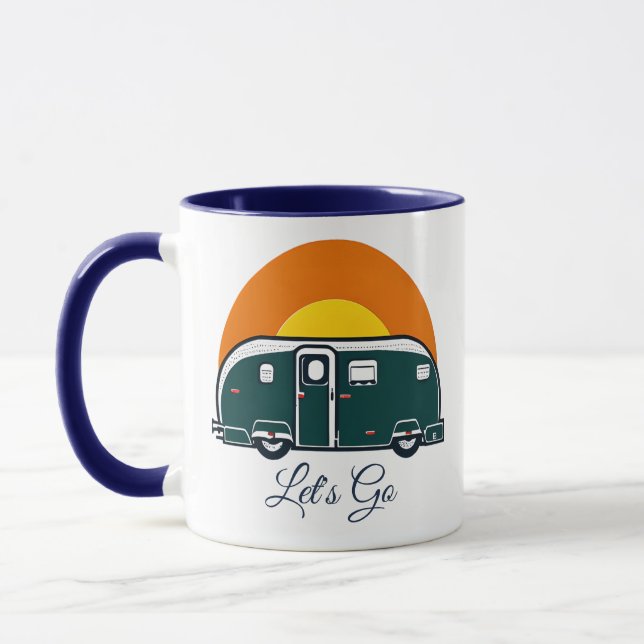 Lass uns gehen! Fun Vintag Camper RV Tasse (Links)
