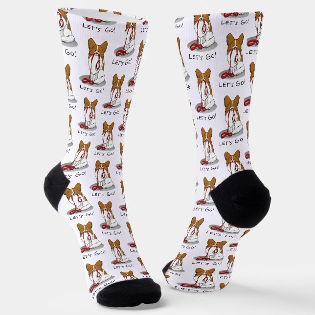 Lass uns gehen! (für einen Spaziergang) Papillon Socken (Gewinkelt)