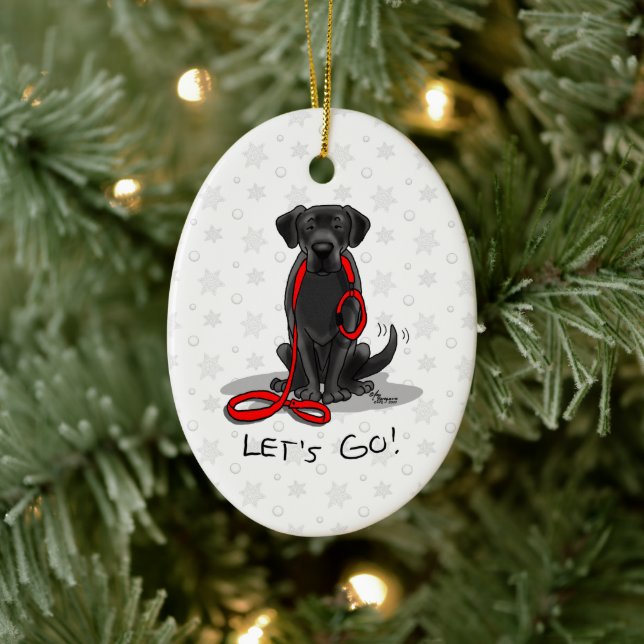 Lass uns gehen! Labrador Retriever Niedlich Keramik Ornament (Baum)