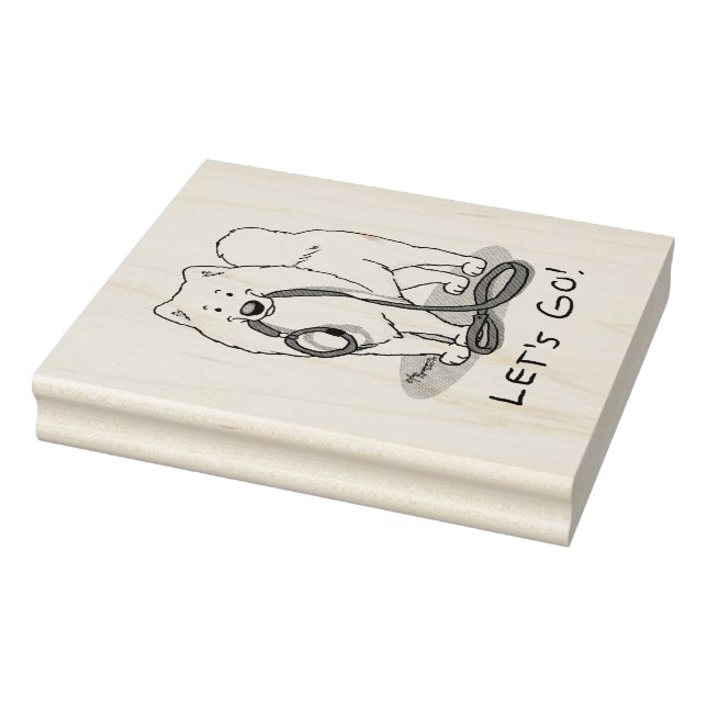 Lass uns gehen! Samoyed & Leine Gummistempel (Stempel)