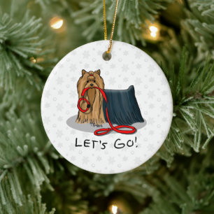 Lass uns gehen! Yorkshire Terrier (Yorkie) Dog w L Keramik Ornament