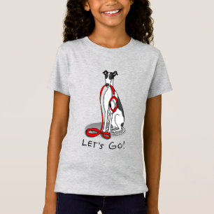 Lass uns gehen! (zu Fuß) Greyhound Hund (Schwarz-w T-Shirt