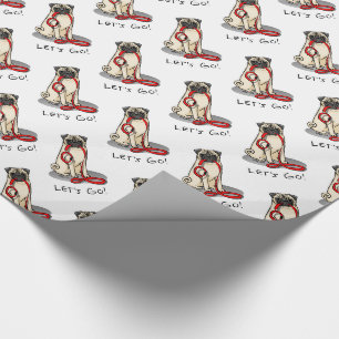 Lass uns gehen! (zu Fuß) Mops Hund (leicht gefaell Geschenkpapier