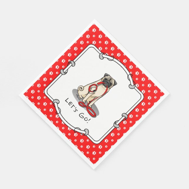 Lass uns gehen! (zu Fuß) Mops Hund (leicht gefaell Serviette (Ecke)